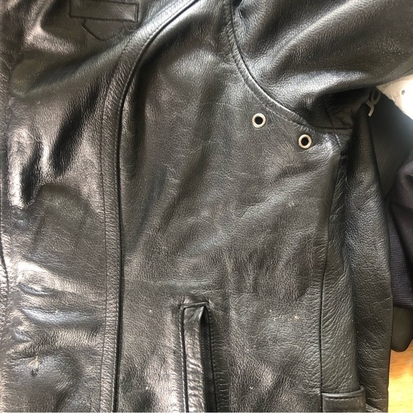 HARLEY Davidson Women’s  Black Leather Motorcycle Jacket Large - Picture 8 of 16